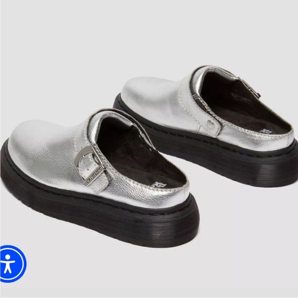 BNWT DR. MARTEN’S LAKETEN SLINGBACK MULE Clogs Silver Metallic Tumble L 8 EU 39 - Picture 3 of 6